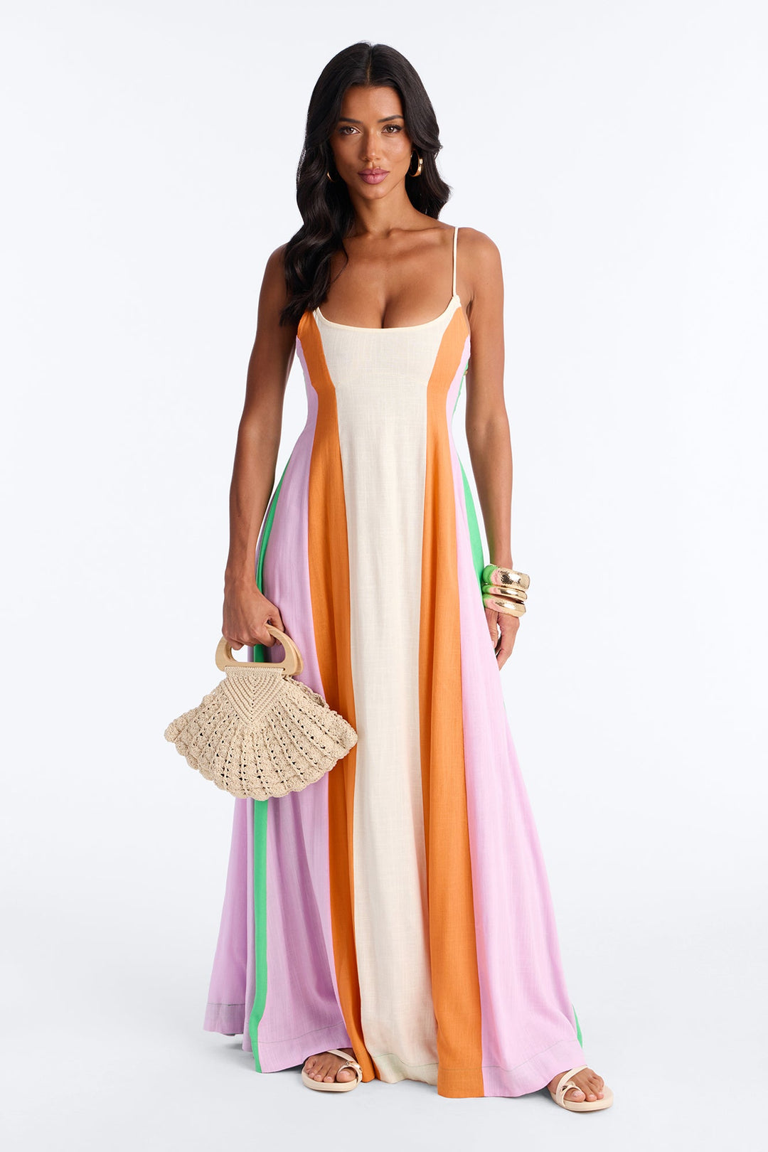 Sweet Energy Linen Maxi Dress - Cream/combo