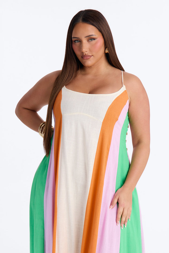 Sweet Energy Linen Maxi Dress - Cream/combo