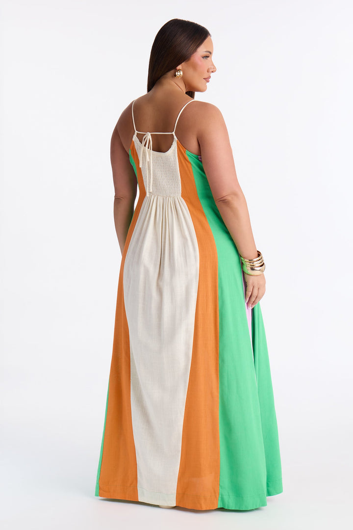 Sweet Energy Linen Maxi Dress - Cream/combo