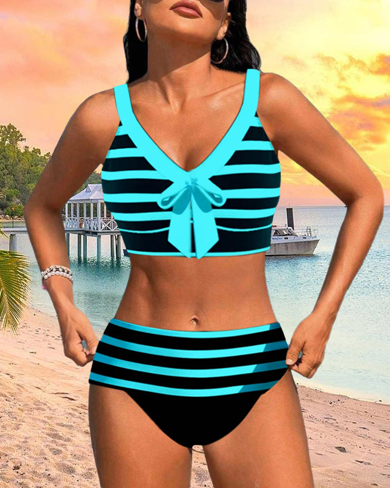 Agripina™ | Bikini de talle alto a rayas