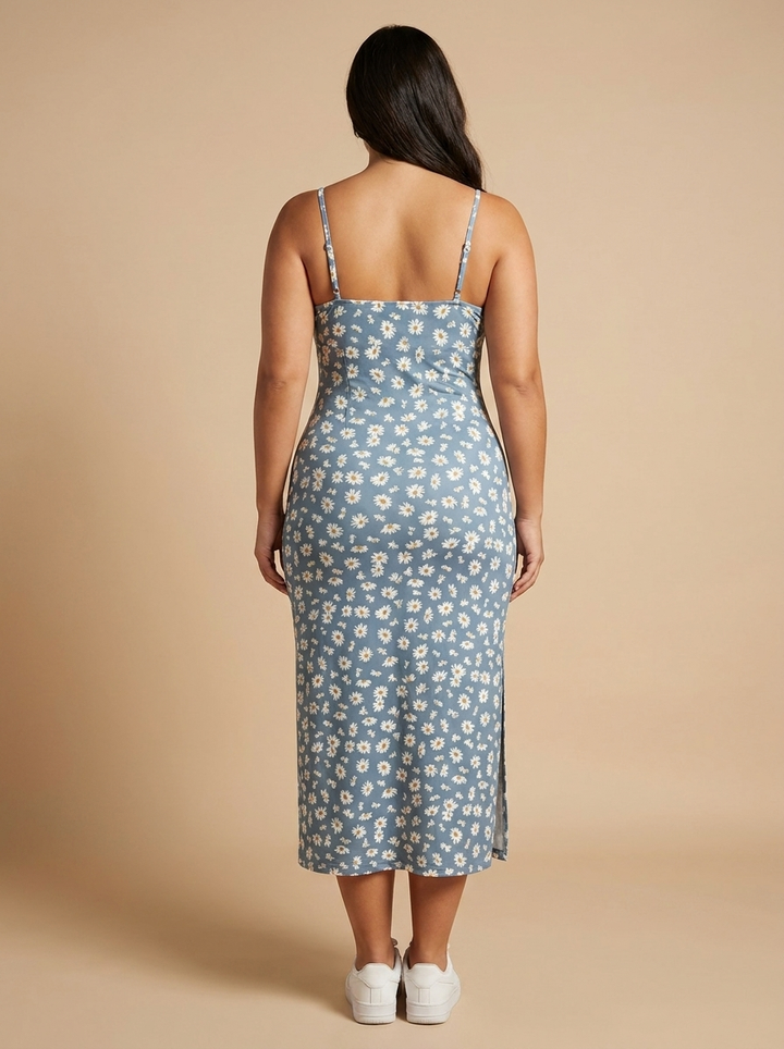 Dalia Vestido Midi Floral Azul - vista trasera