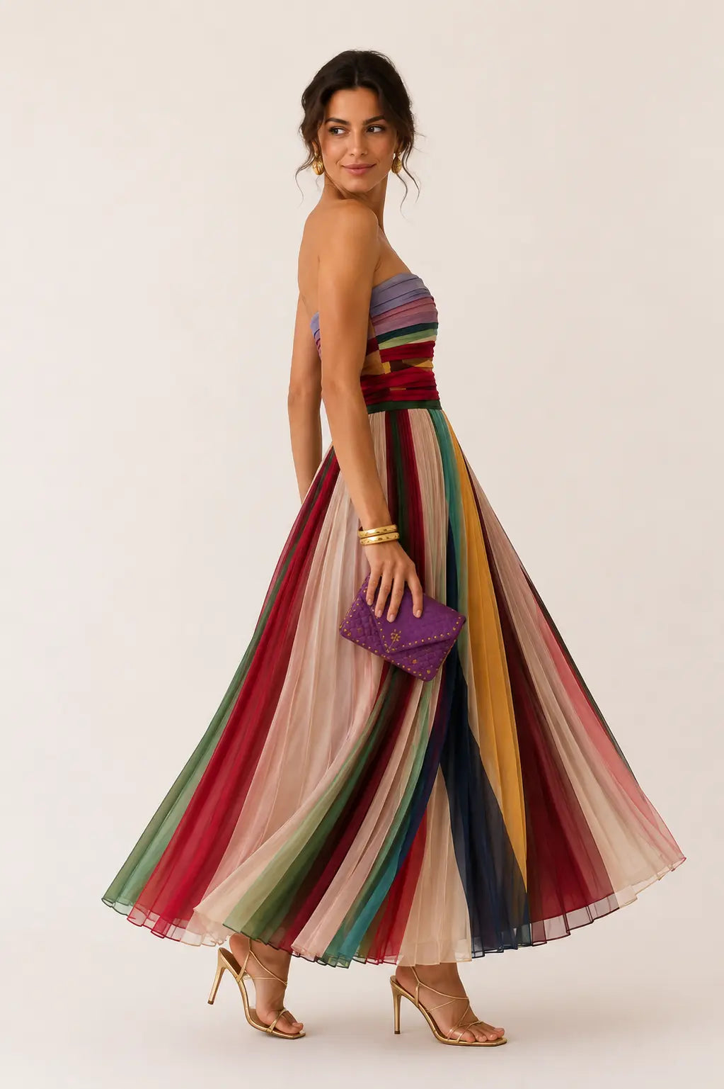 Valeria™ | Vestido Maxi Palabra de Honor Plisado