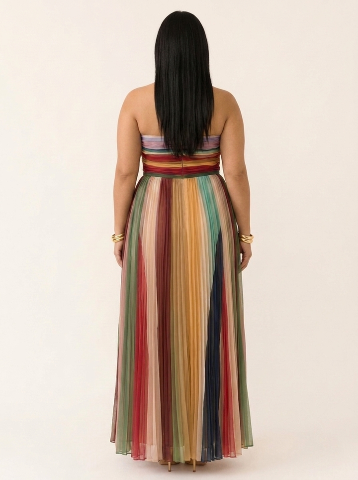 Valeria™ | Vestido Maxi Palabra de Honor Plisado