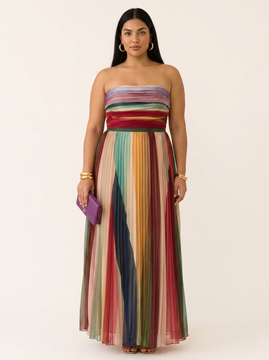 Valeria™ | Vestido Maxi Palabra de Honor Plisado