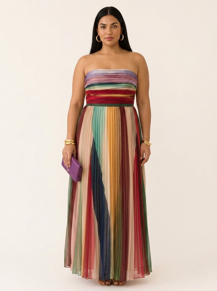 Valeria™ | Vestido Maxi Palabra de Honor Plisado