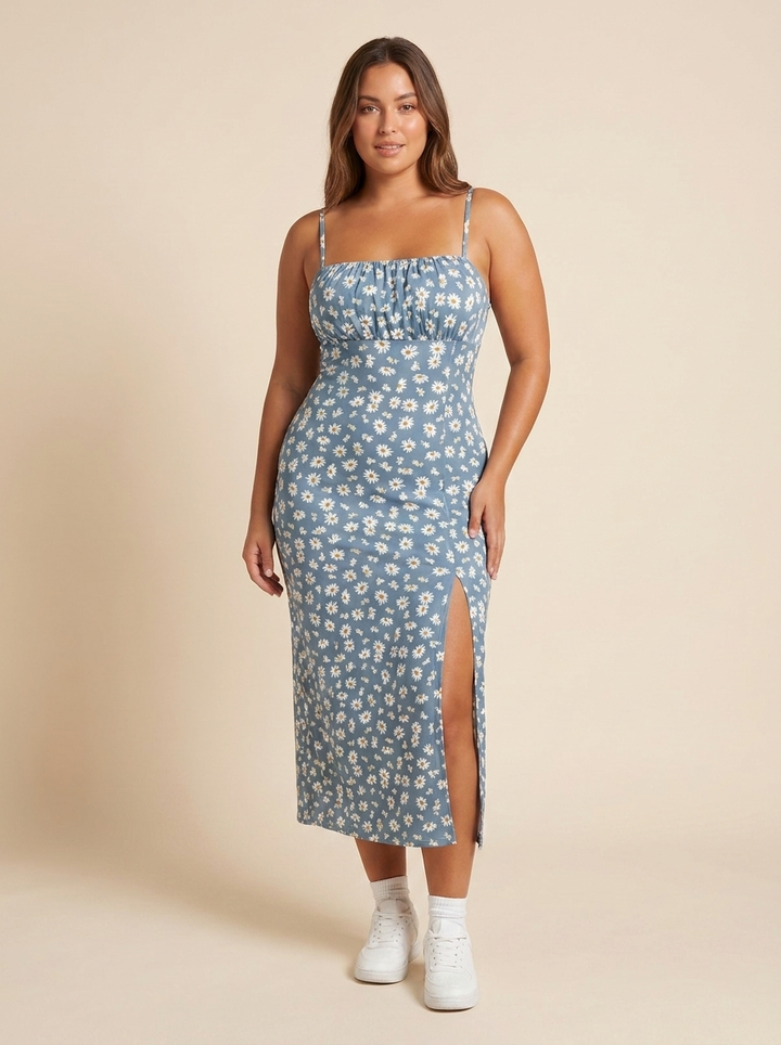 Dalia Vestido Midi Floral Azul - vista frontal