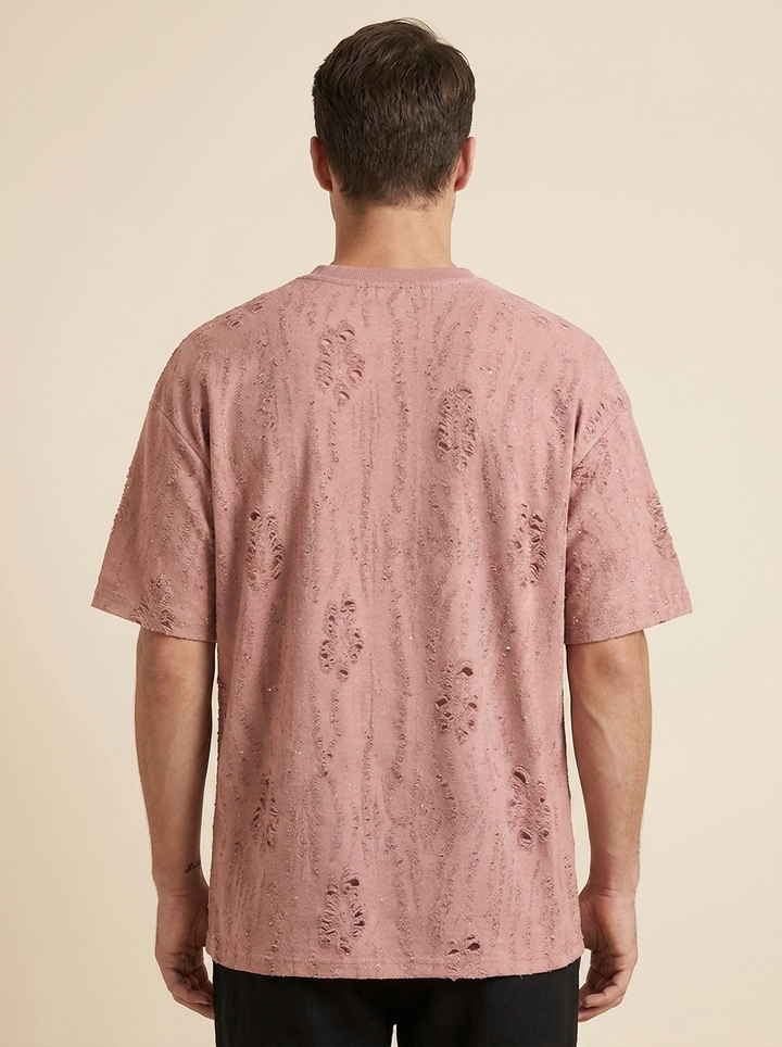 Camiseta Nocturna color rosa salmón, vista de espalda