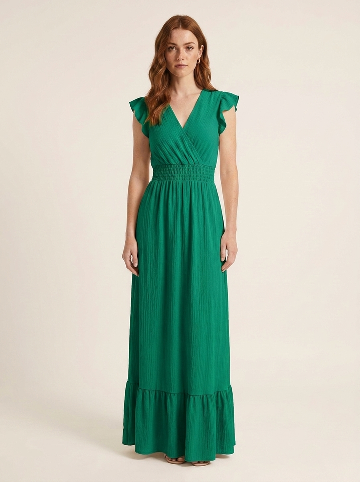 Adriana™ | Vestido Maxi Volante Cascada