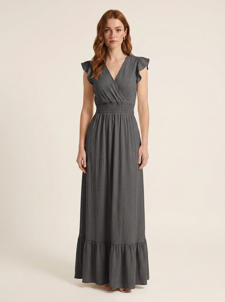 Adriana™ | Vestido Maxi Volante Cascada