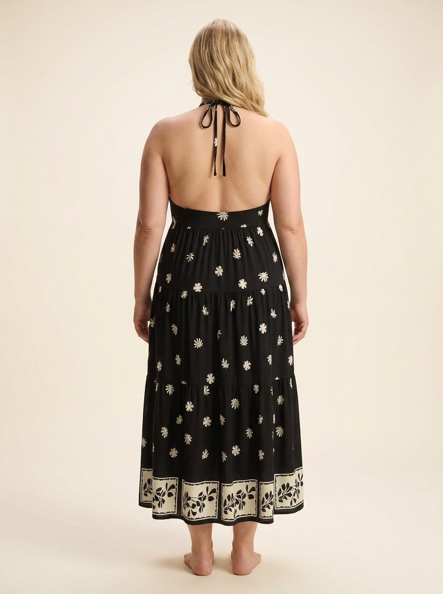 Aitana™ | Vestido Maxi Halter Encaje Bloom