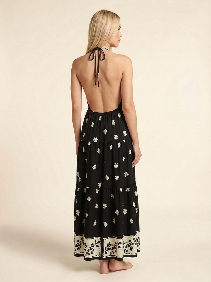 Aitana™ | Vestido Maxi Halter Encaje Bloom