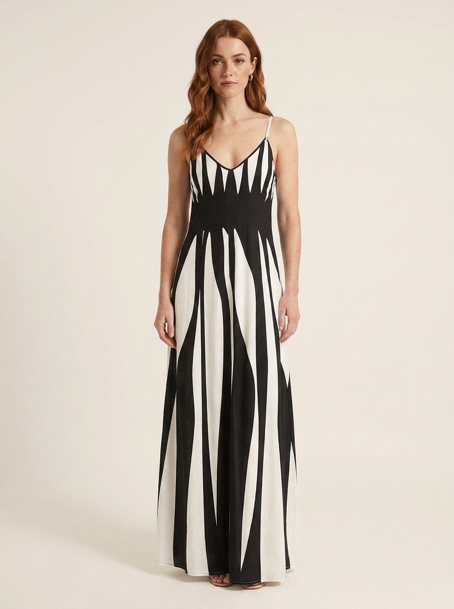 Lucía™ | Vestido Maxi Rayas Fluido