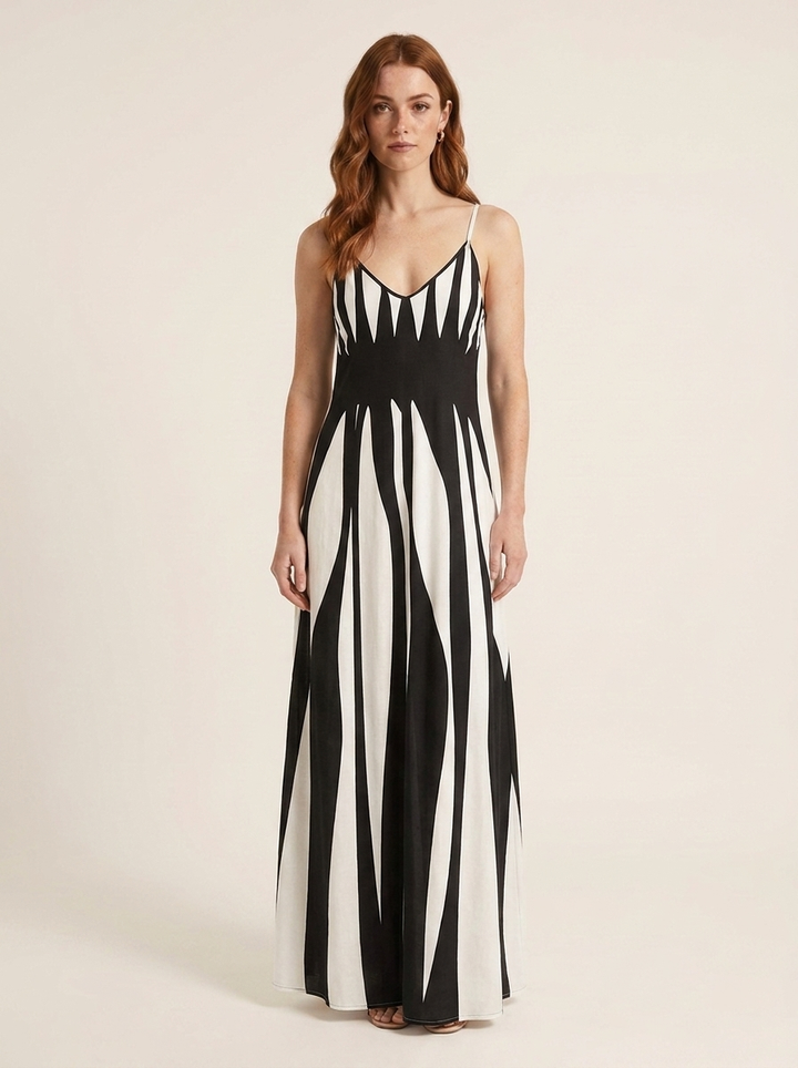 Lucía™ | Vestido Maxi Rayas Fluido