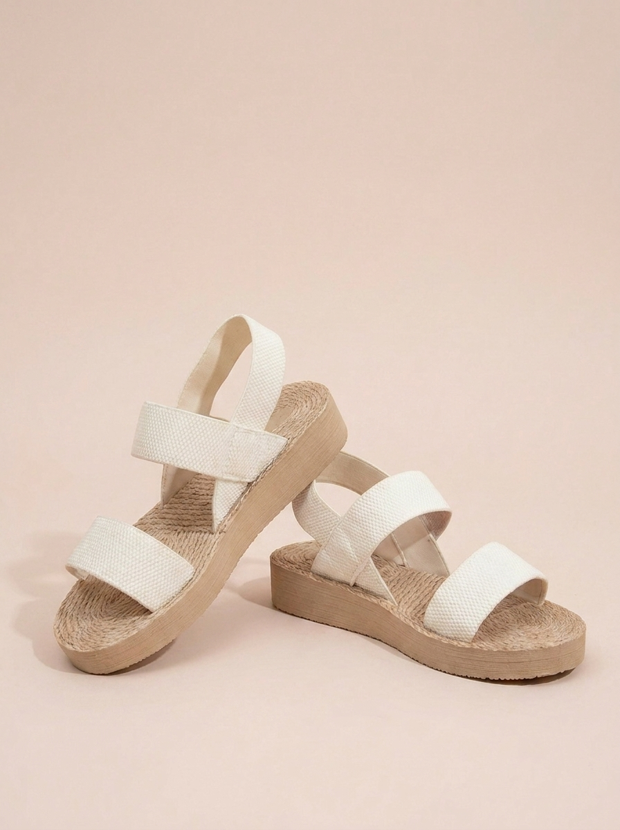 Soraya - correa blanca, suela beige