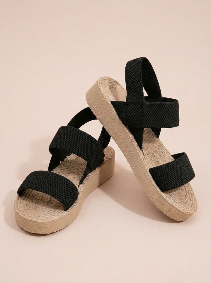 Soraya - correa negra, suela beige