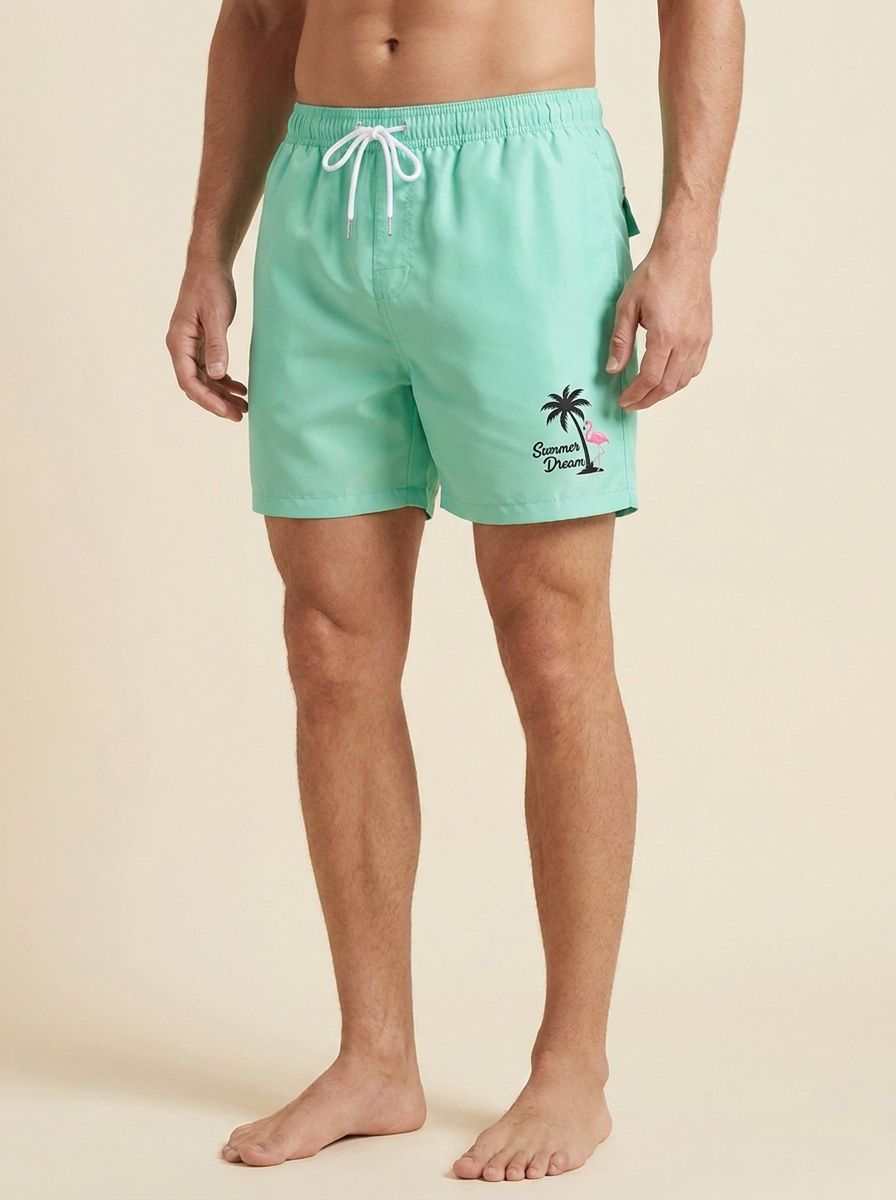 Mateo™ | Bañador Tropical Flamenco - Verde Menta