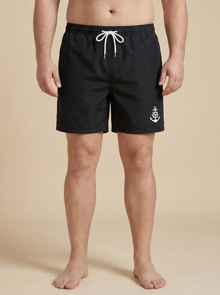 Marco™ | Bañador Náutico Ancla Bordada - Negro (delantera talla grande)