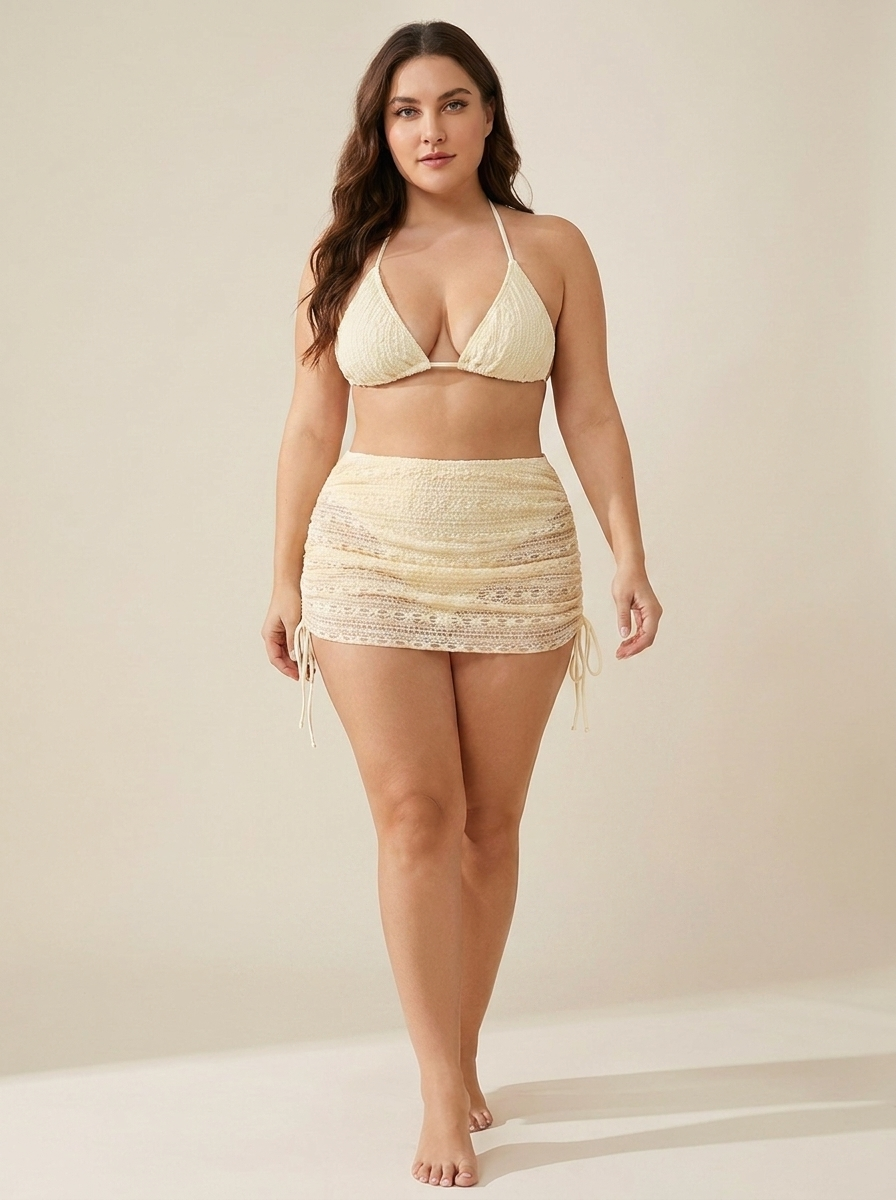 Carla conjunto encaje crema delante curvy