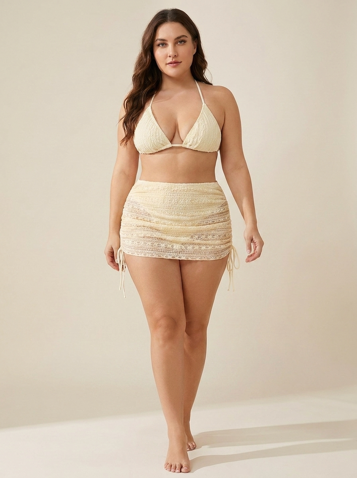 Carla conjunto encaje crema delante curvy