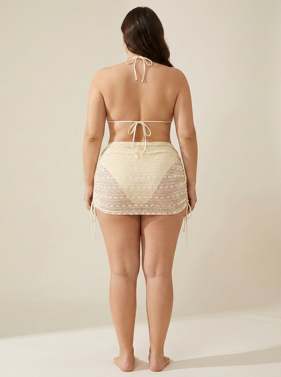 Carla conjunto encaje crema detrás curvy