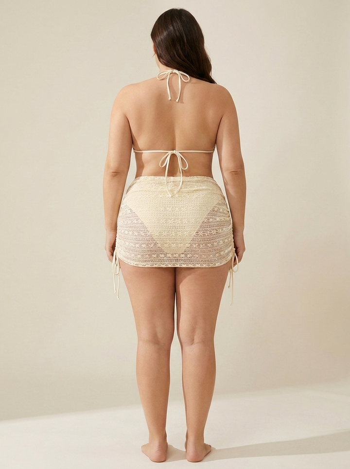 Carla conjunto encaje crema detrás curvy
