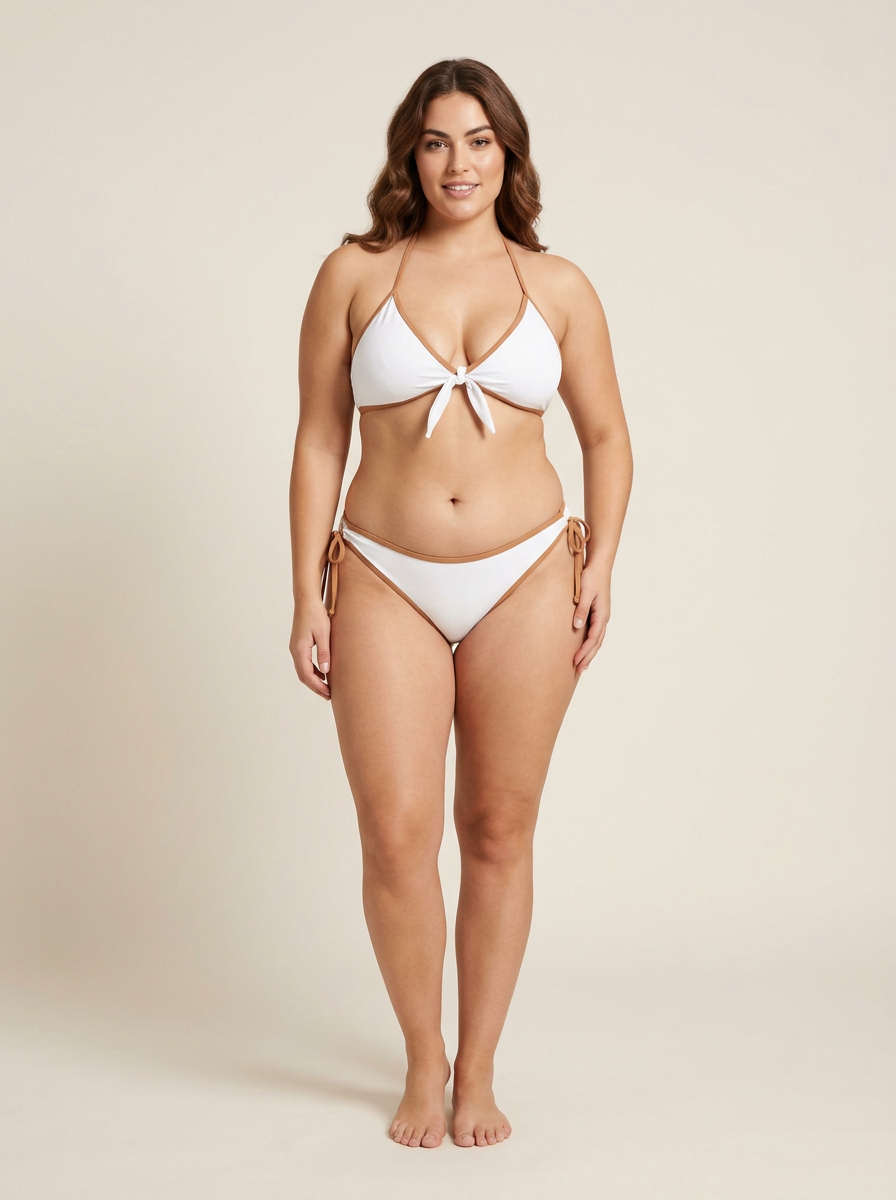 Elena bikini blanco tostado delante modelo curvy