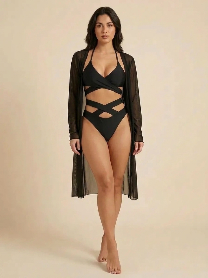 Nerea™ | Conjunto Bañador Malla Cruzado