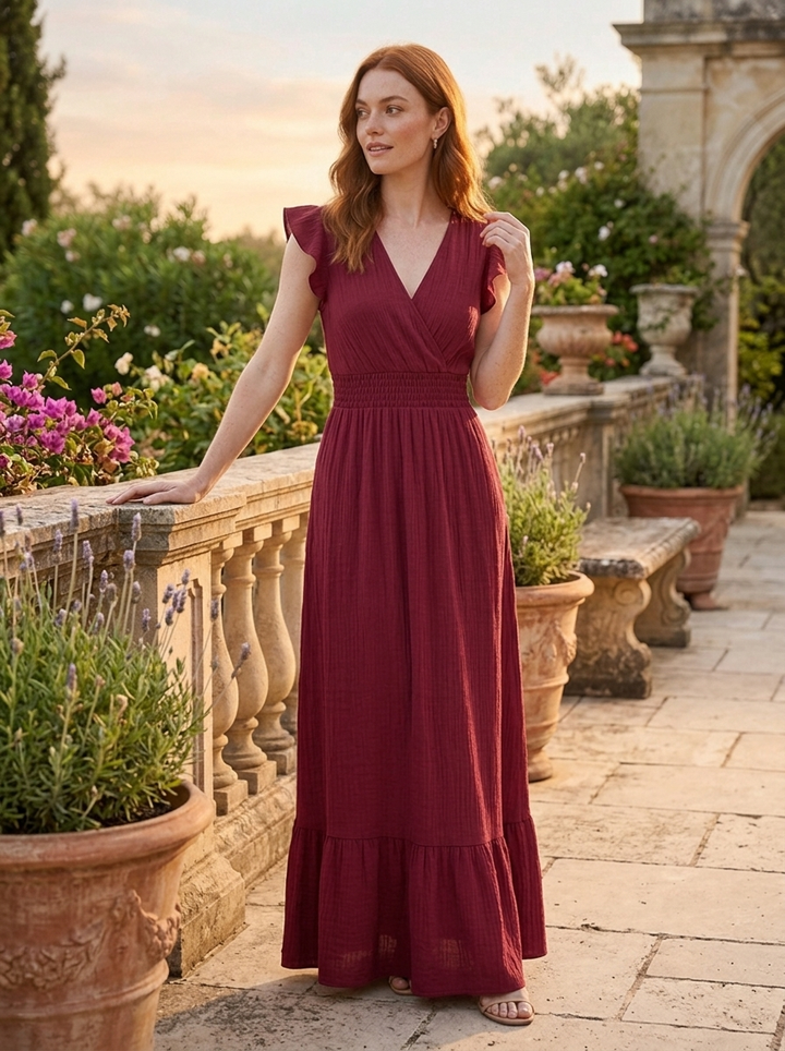 Adriana™ | Vestido Maxi Volante Cascada