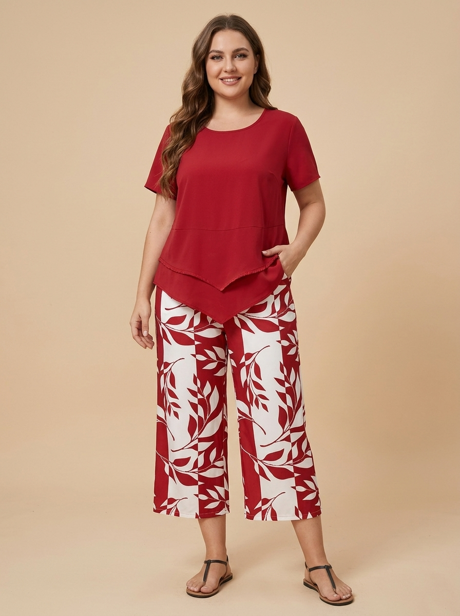 Marisol conjunto rojo frontal gordita