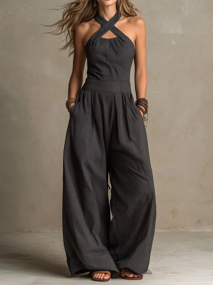 Mono Elegante Bianca | Escote Cruzado Lino y Algodón
