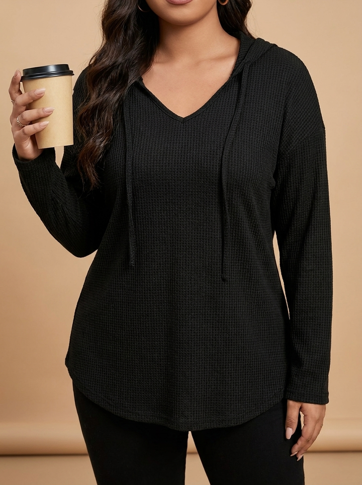 Sudadera Marta con capucha color negro, vista frontal